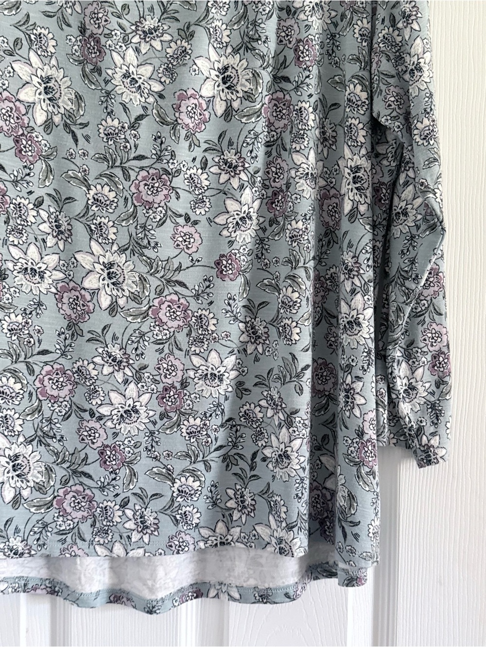 J. Jill Dusty Blue Floral Long-Sleeve Tunic - Picture 5 of 7